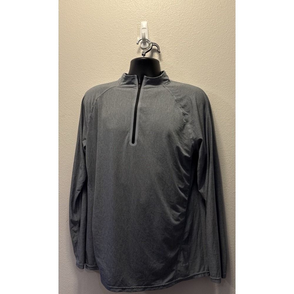 Men's Hind Heather Gray Quarter Zip Long Sleeve Athletic Running Top‎ Size L